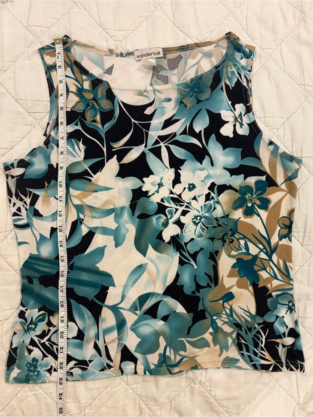 Gloria Vanderbilt Teal Black Floral Tank - Picture 4 of 5
